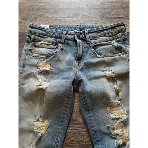 R13 Jeans Boy Skinny In Cromwell Sz 24 Distressed Made In Italy (N - Picture 7 of 11